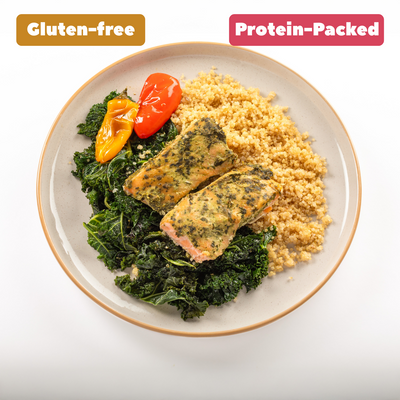 Basil Pesto Salmon with Quinoa and Kale GF [Heat & Eat]