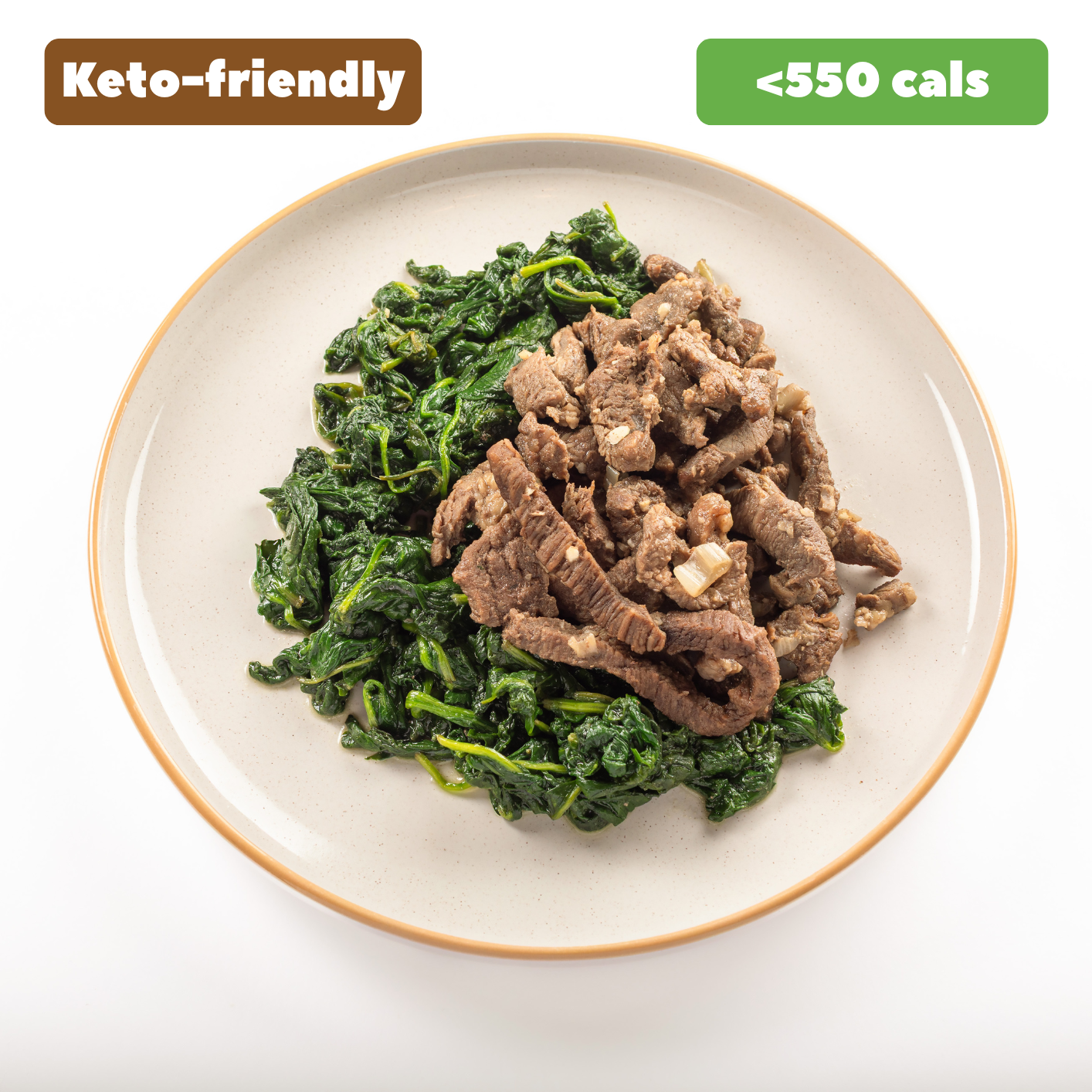 Garlic Shallot Steak with Sautéed Spinach GF [Heat & Eat]
