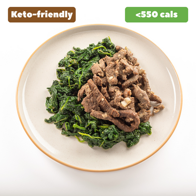 Garlic Shallot Steak with Sautéed Spinach GF [Heat & Eat]