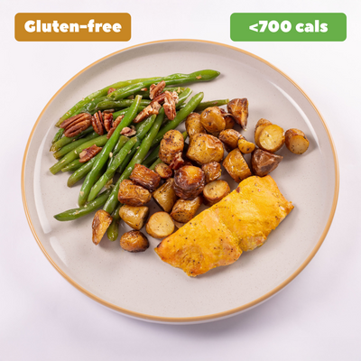 Sweet Heat Salmon with Pecans, Potatoes, and Green Beans GF [Heat & Eat]