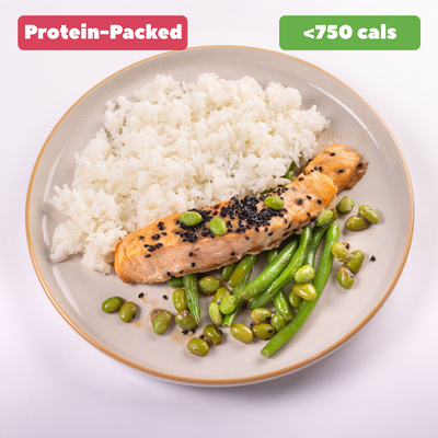 Teriyaki Salmon with Rice and Green Beans [Heat & Eat]