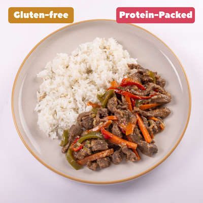 Mongolian Beef with Rice and Stir-Fried Veggies GF [Heat & Eat]