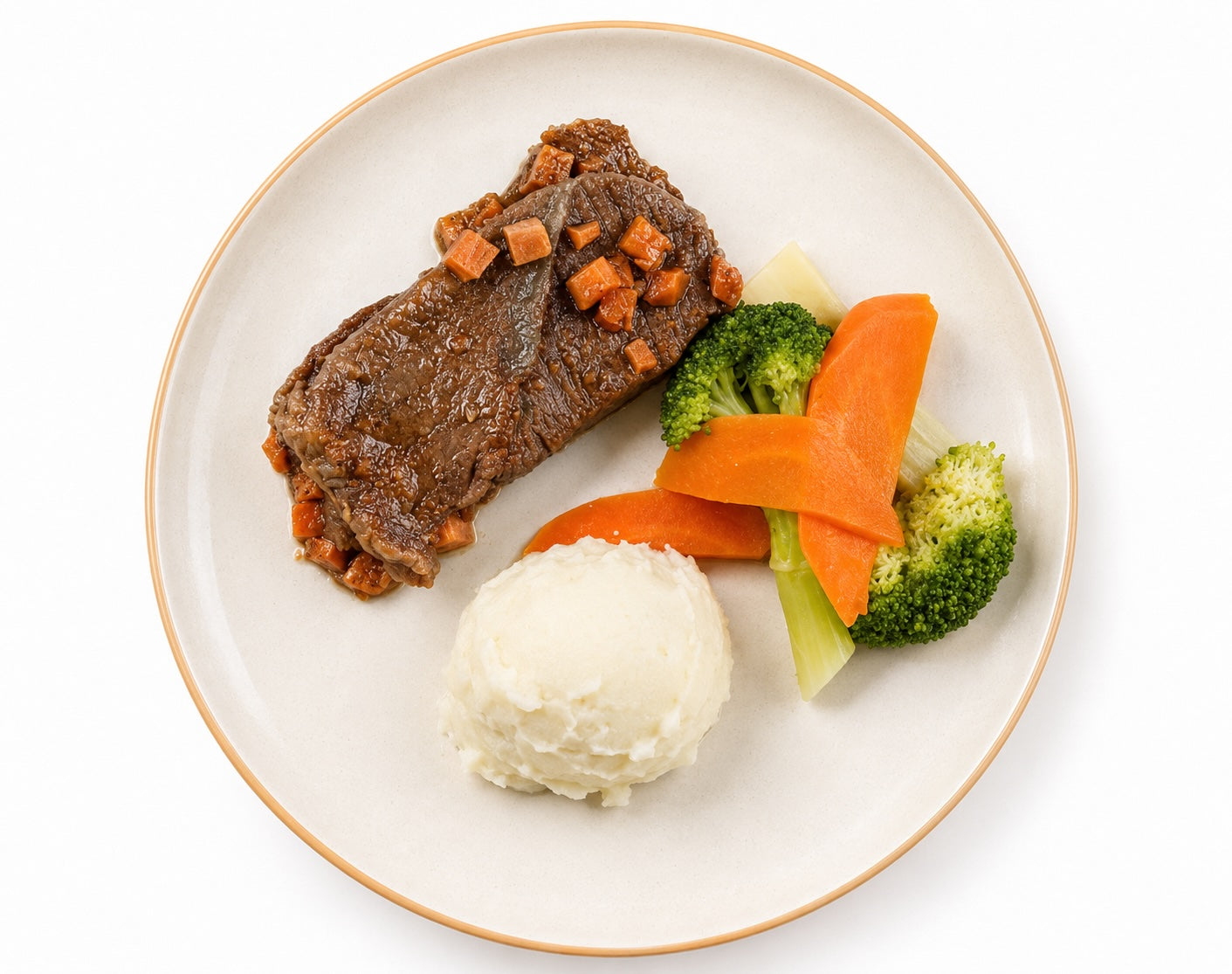 Beef Short Ribs with Mashed Potatoes and Broccoli
