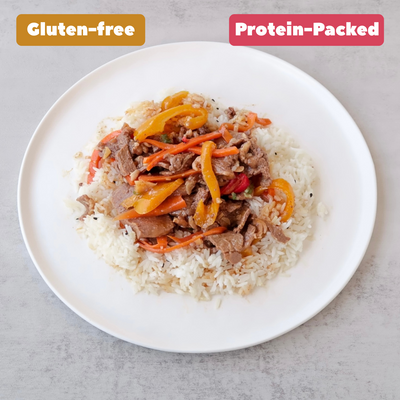 Mongolian Beef with Rice and Stir-Fried Veggies GF [Heat & Eat]