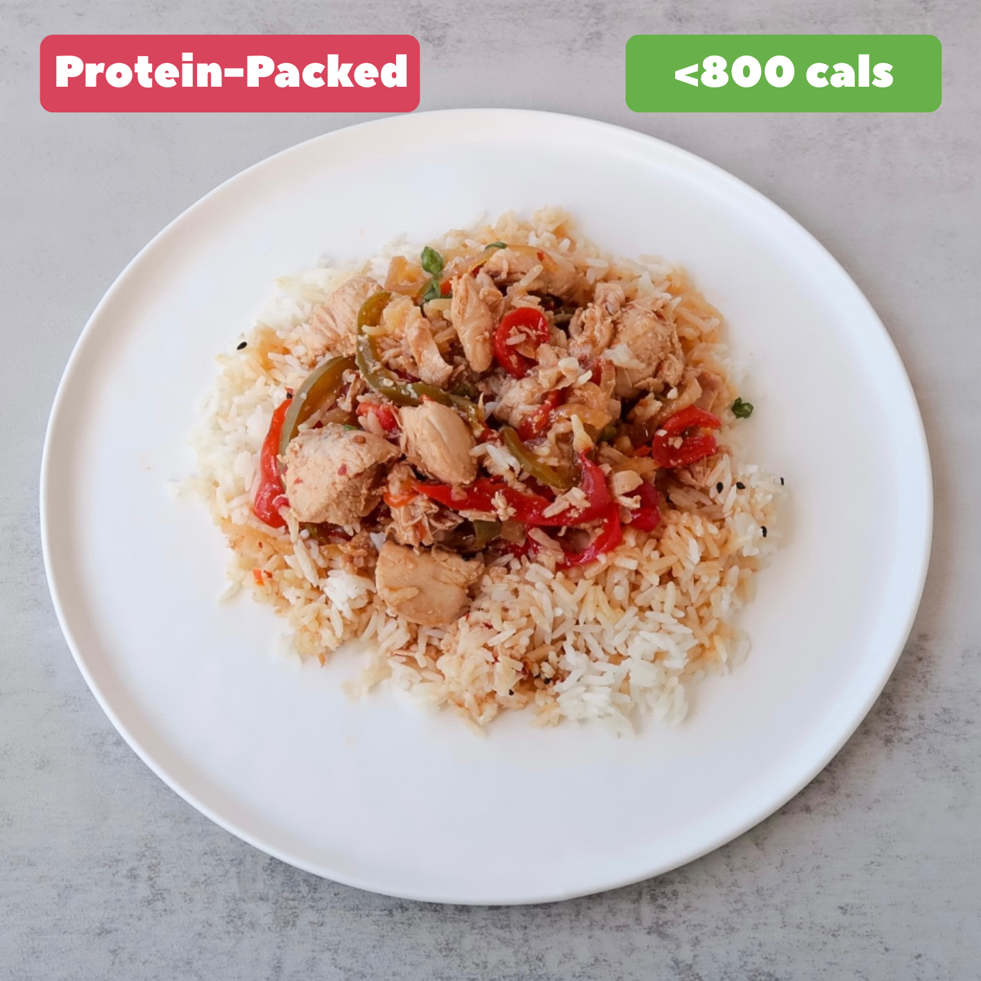 Sweet Chili Chicken with Rice and Peppers [Heat & Eat]