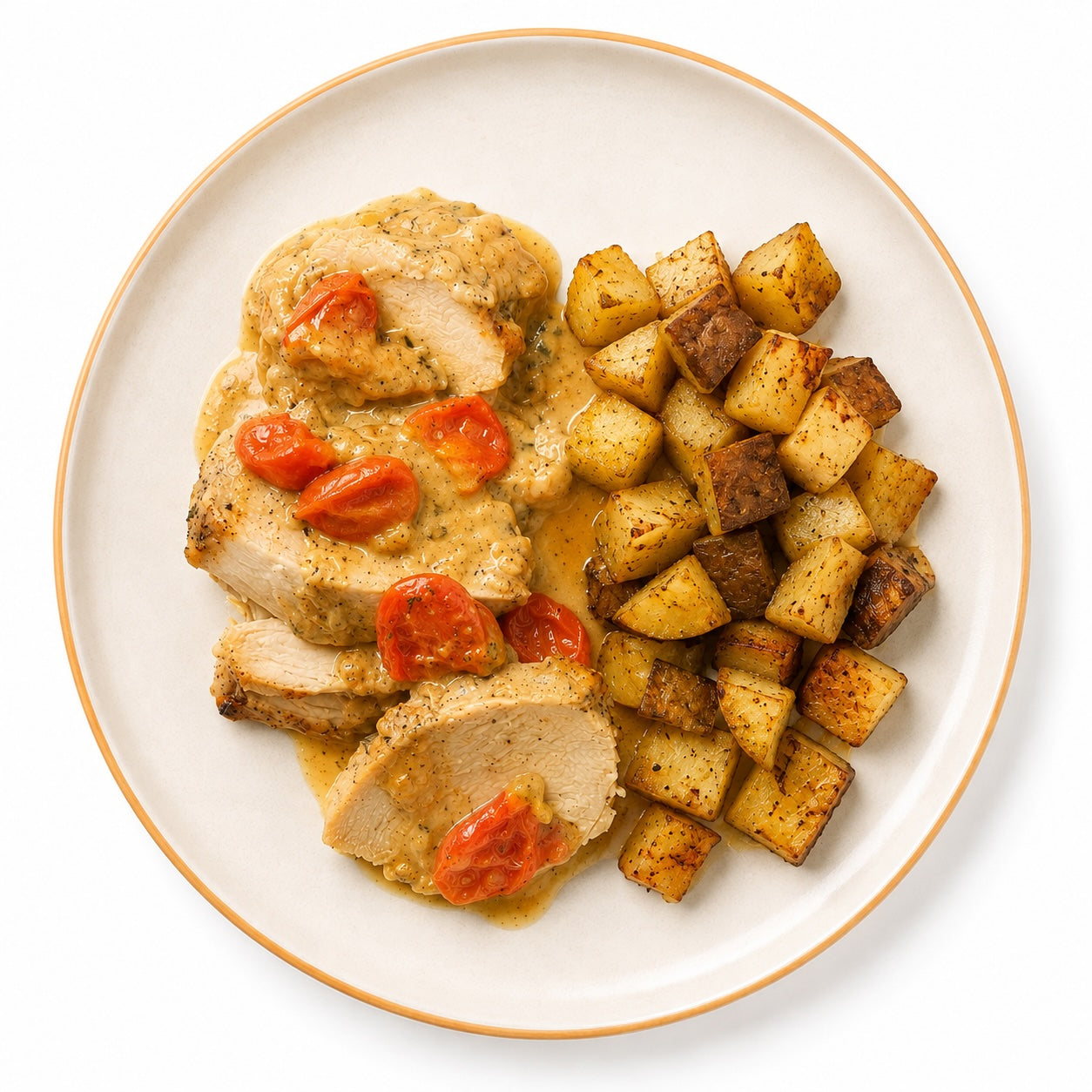 BBQ Chicken with Crispy Potatoes and Peppers [Heat & Eat]