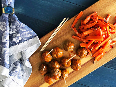 Buffalo Meatballs with maple roasted carrots
