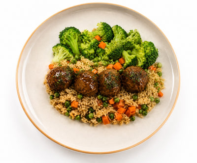 Korean Meatballs with Veggie Rice and Broccoli [Heat and Eat]